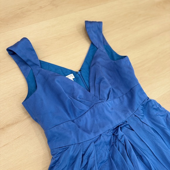 VTG! Maggy London Petites Blue 100% Silk Party Dress V-Neck Bubble Hem 10P Party - Picture 13 of 14